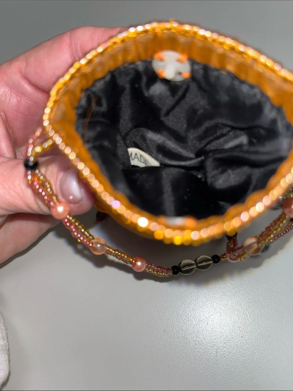 Source Unknown Brown Beaded Fringe Phone Case Charm w/ butterfly